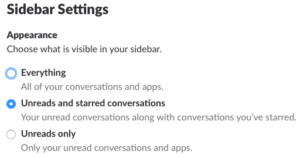 Slack Sidebar Settings