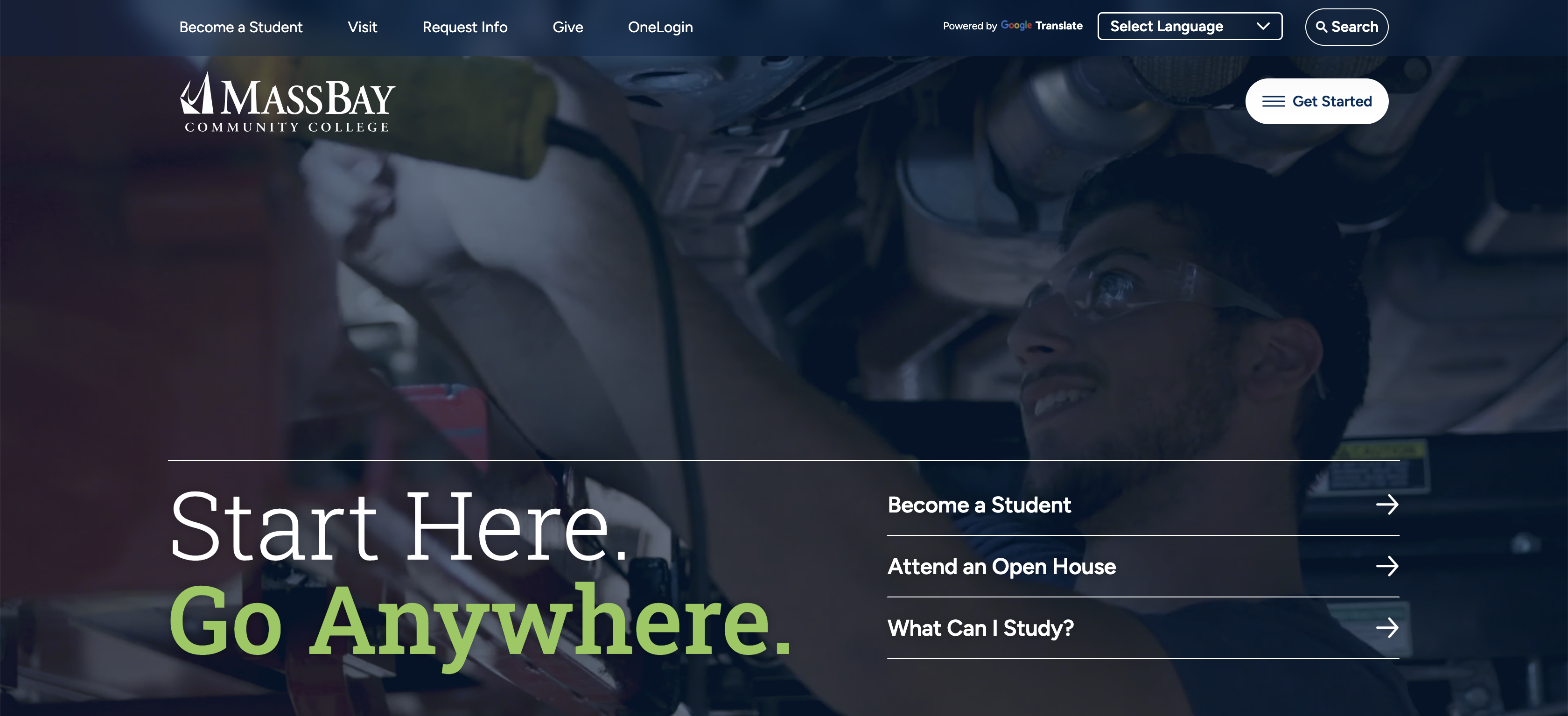 MassBay Community College home page hero